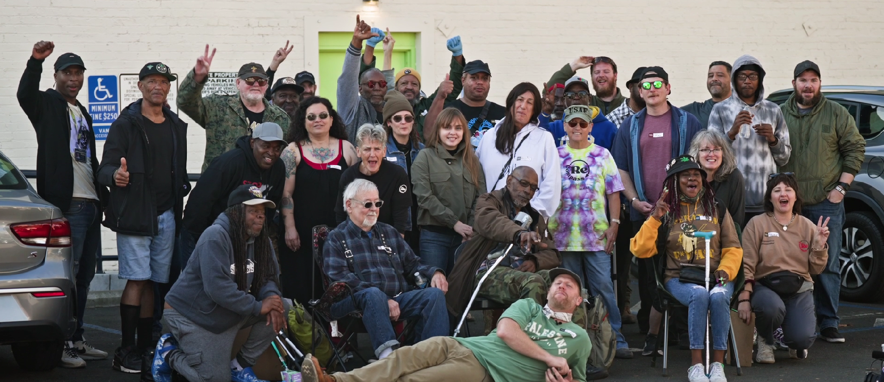 Members of Compassionate Veterans gather for a community event at Root'd in the 510 Dispensary in Oakland, Calif. 